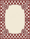 Crimson Floral Crested Abstract Border Rug