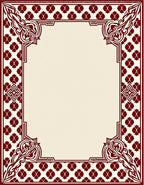 Crimson Floral Crested Abstract Border Rug