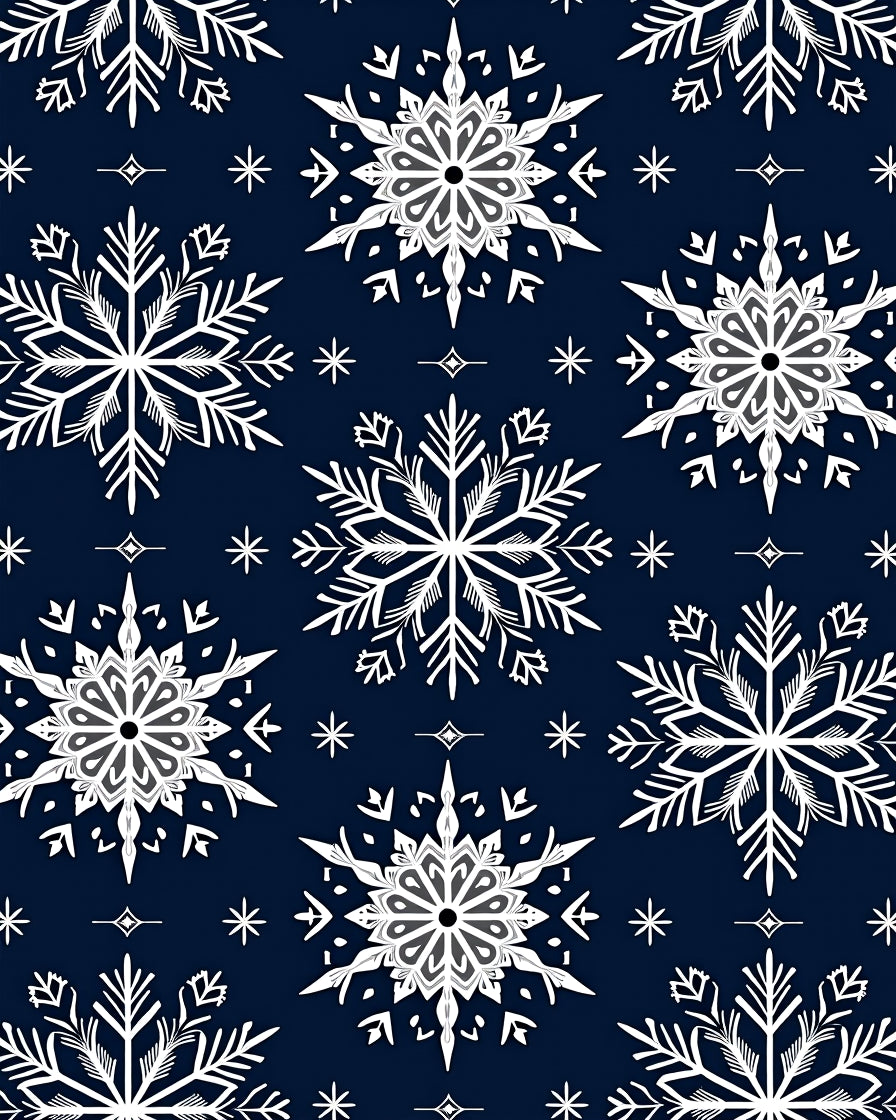 Navy White Snowflake Cluster Rug