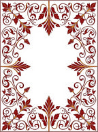 Dark Red Leaf Scroll Vine Border Rug