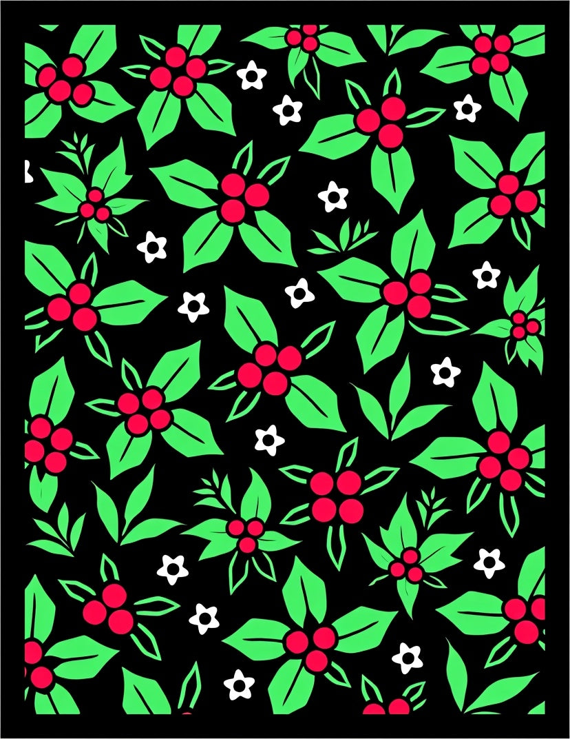 Holiday Holly Berry Foliage Rug