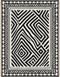 Black White Contemporary Geometric Maze Rug