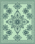 Mint Green Intricate Floral Medallion Rug