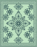 Mint Green Intricate Floral Medallion Rug