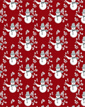 Red Snowman Whimsical Winter Garland Rug