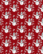 Red Snowman Whimsical Winter Garland Rug