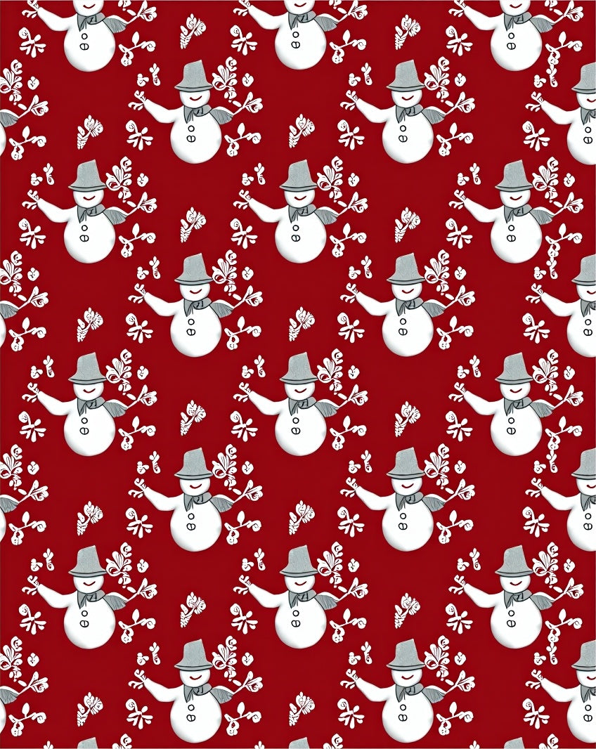 Red Snowman Whimsical Winter Garland Rug