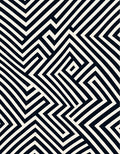 Black White Geometric Maze Rug