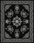 Black White Floral Medallion Arrangement Rug