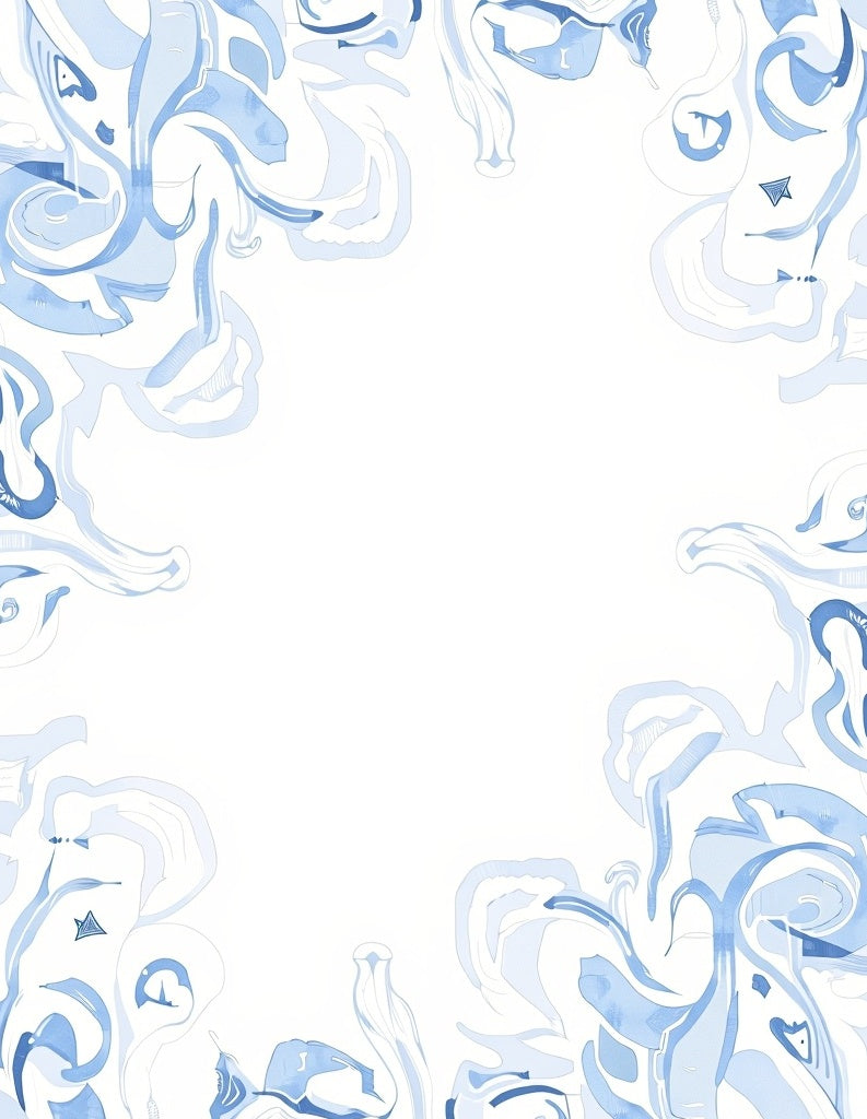 Serene Pale Blue Abstract Swirls Rug