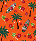 Orange Tropical Palm Surfboard Hibiscus Rug