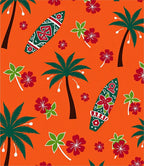 Orange Tropical Palm Surfboard Hibiscus Rug