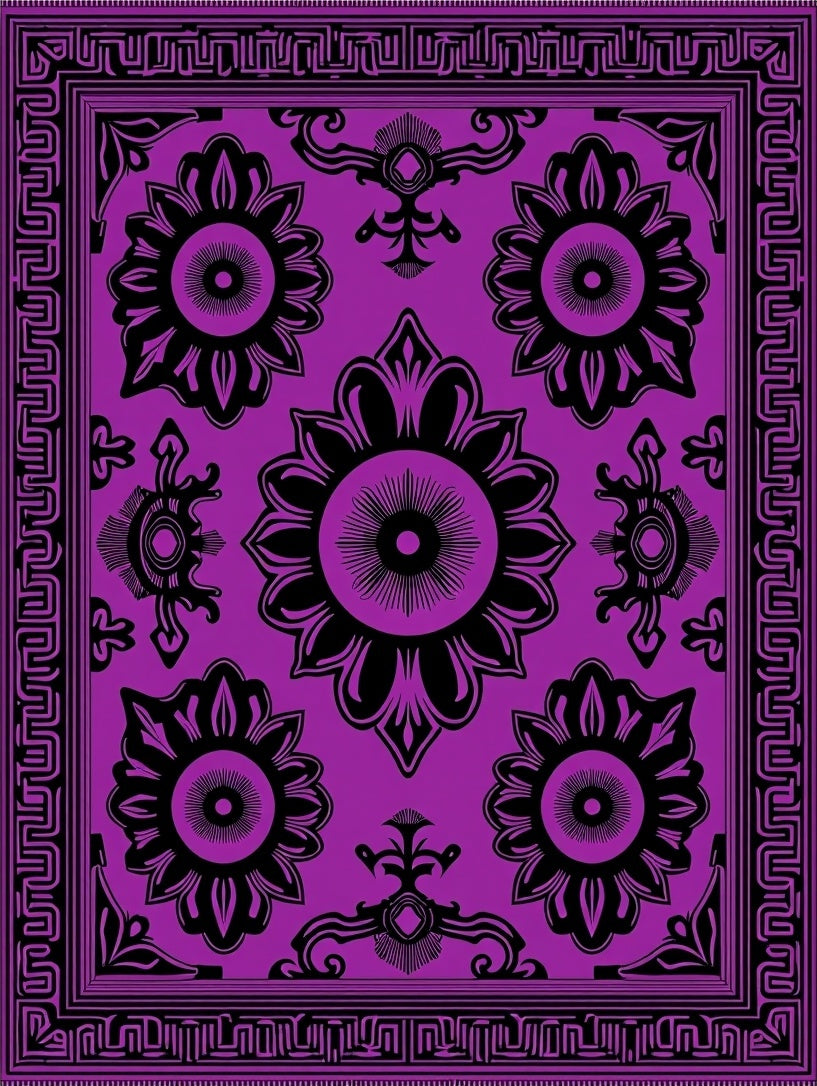 Bold Purple Floral Mandala Rug