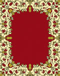 Crimson Leaf Scrolls Border Rug