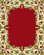 Crimson Leaf Scrolls Border Rug