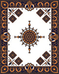 Ornate Navy Gold Medallion Scroll Rug