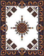 Ornate Navy Gold Medallion Scroll Rug