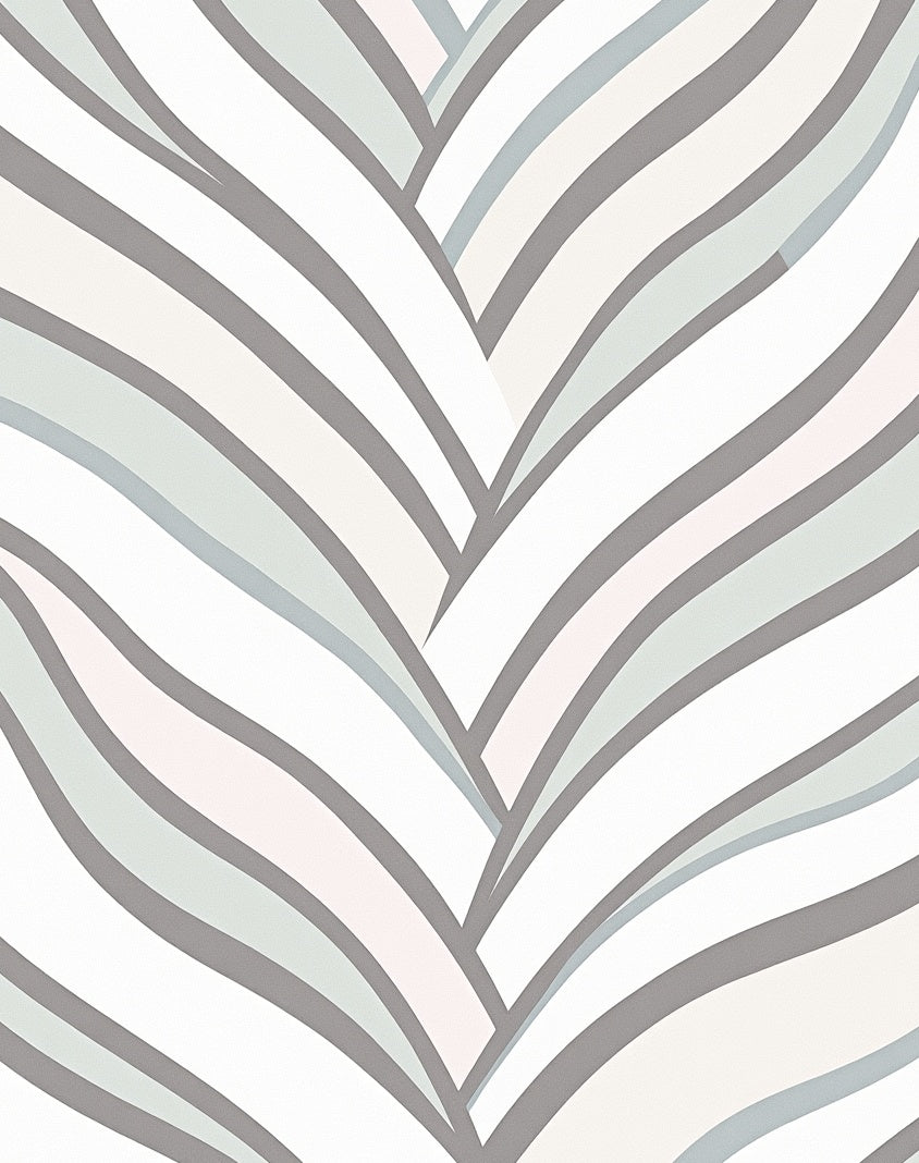 Pastel Gray Abstract Wave Rug