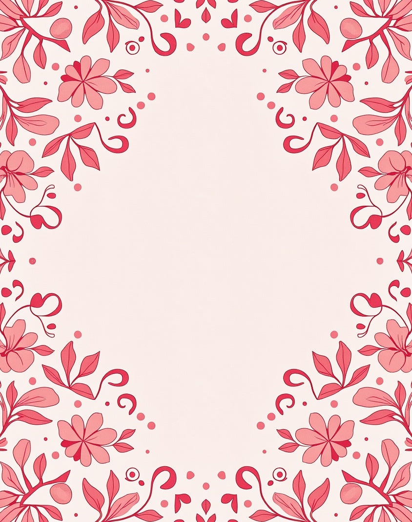 Crimson Floral Vine Border Rug