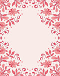 Crimson Floral Vine Border Rug