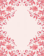 Crimson Floral Vine Border Rug