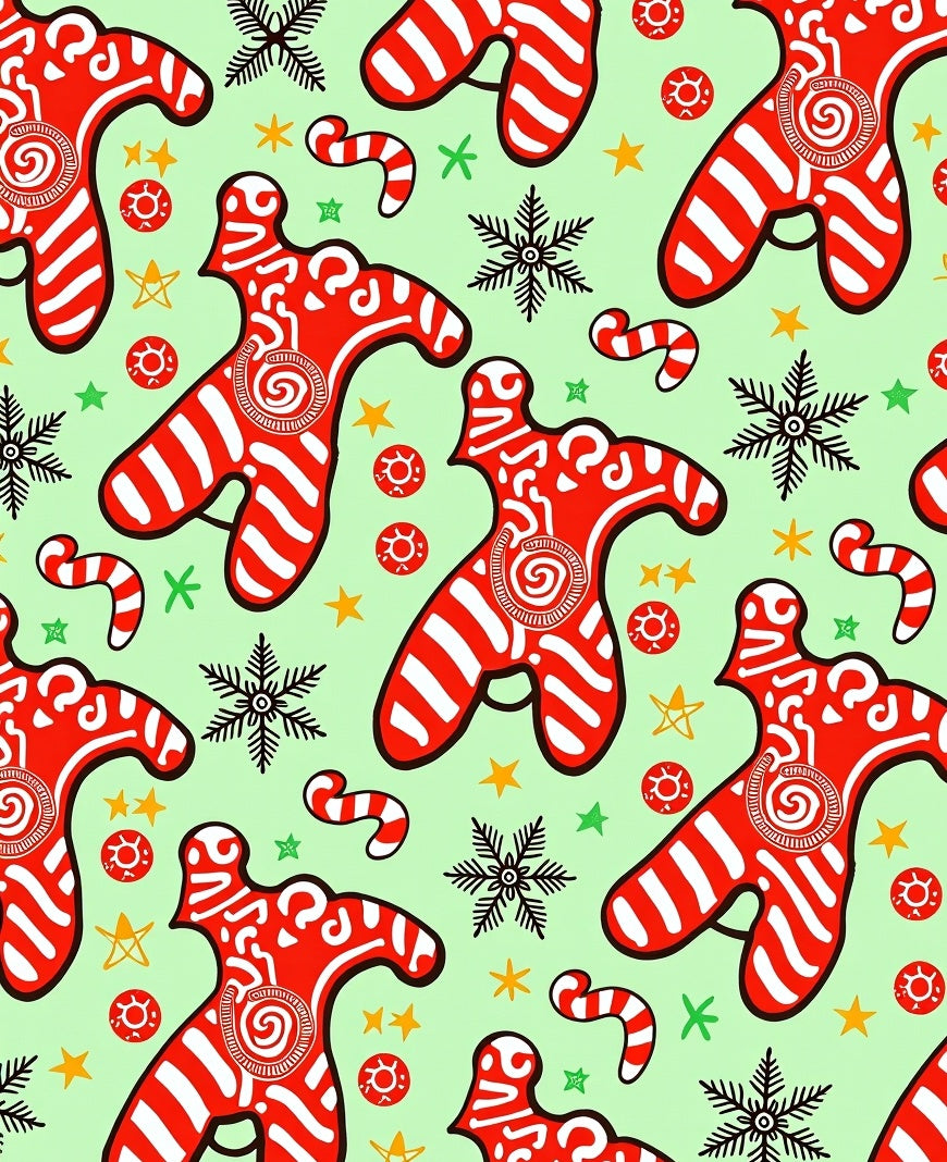 Whimsical Red Gingerbread Candy Swirls Rug