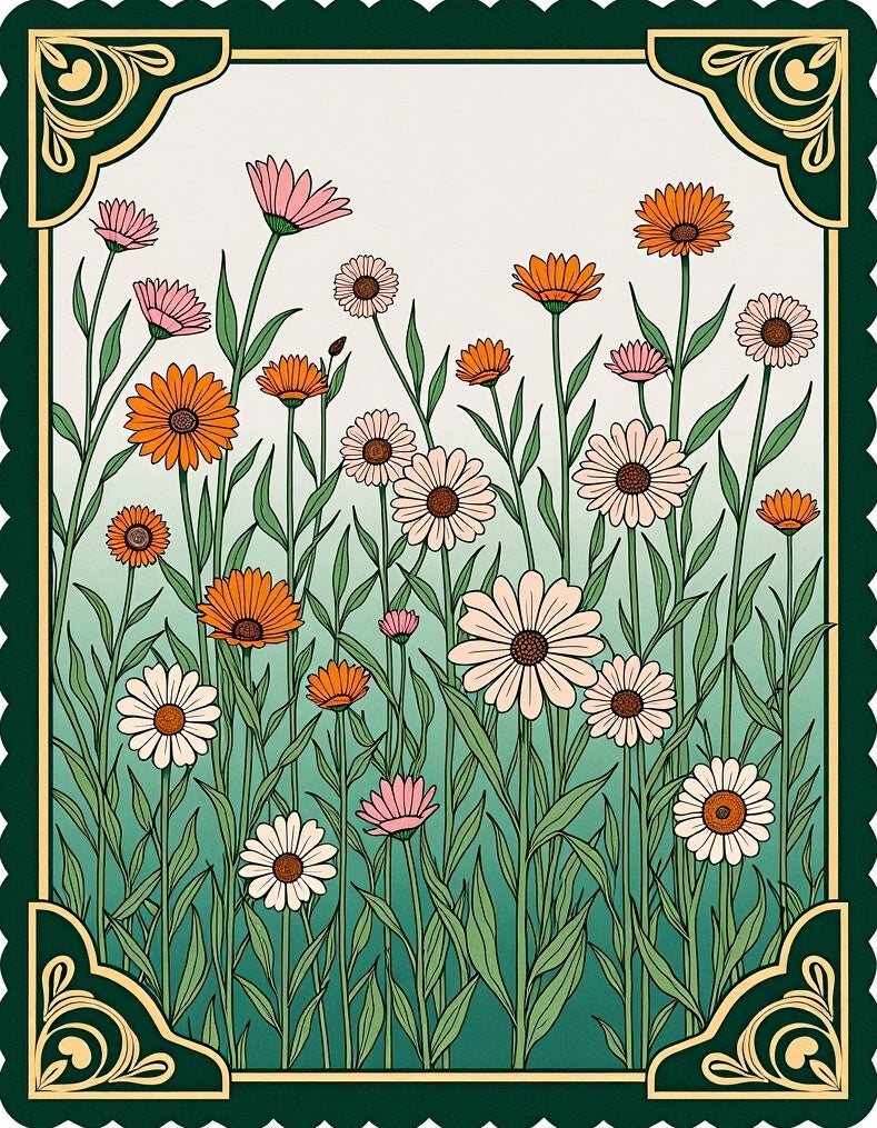 Whimsical Floral Garden Medallion Rug