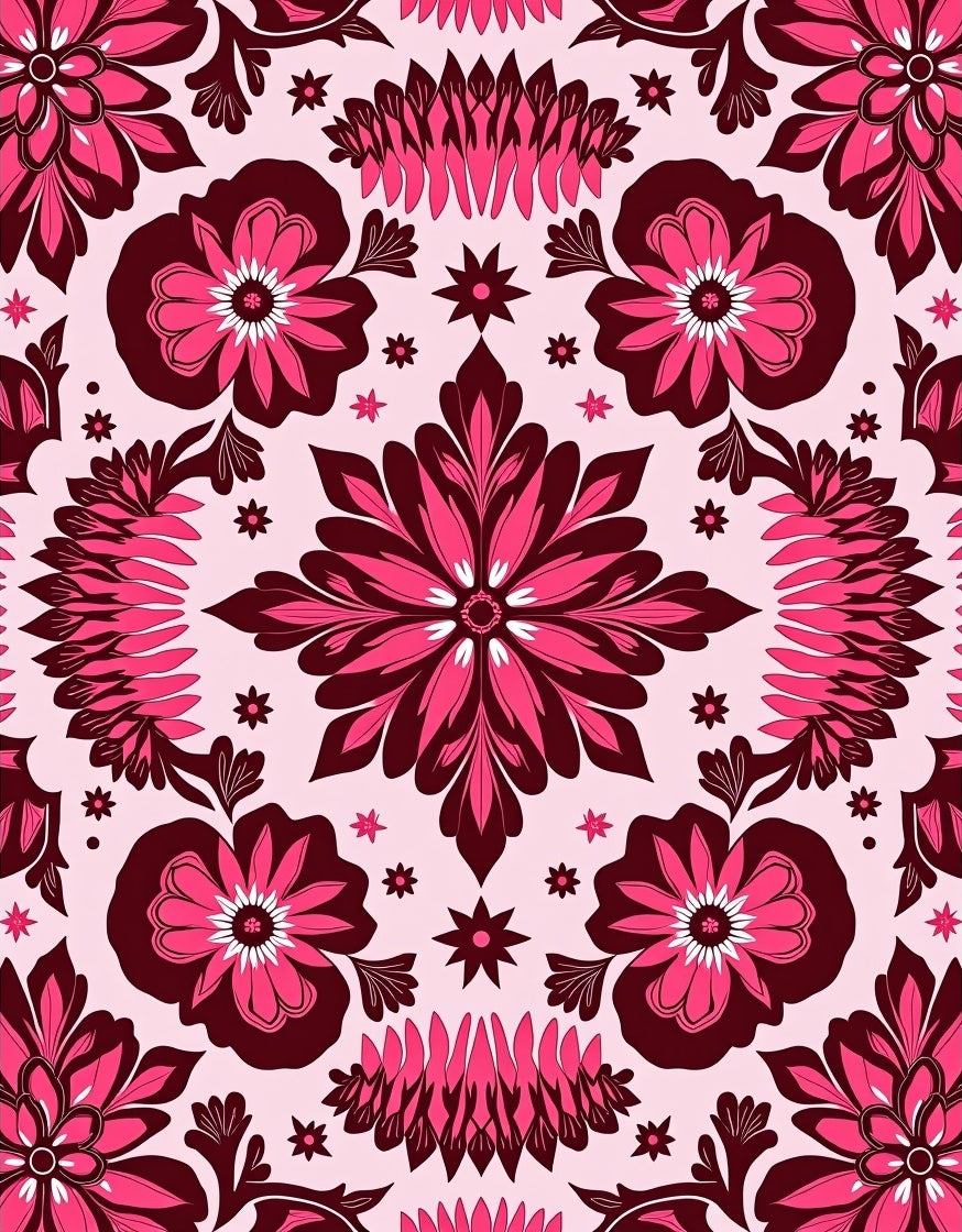 Vibrant Pink Floral Medallion Rug