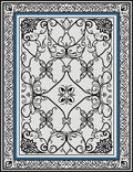 Classic Black White Blue Floral Scroll Rug