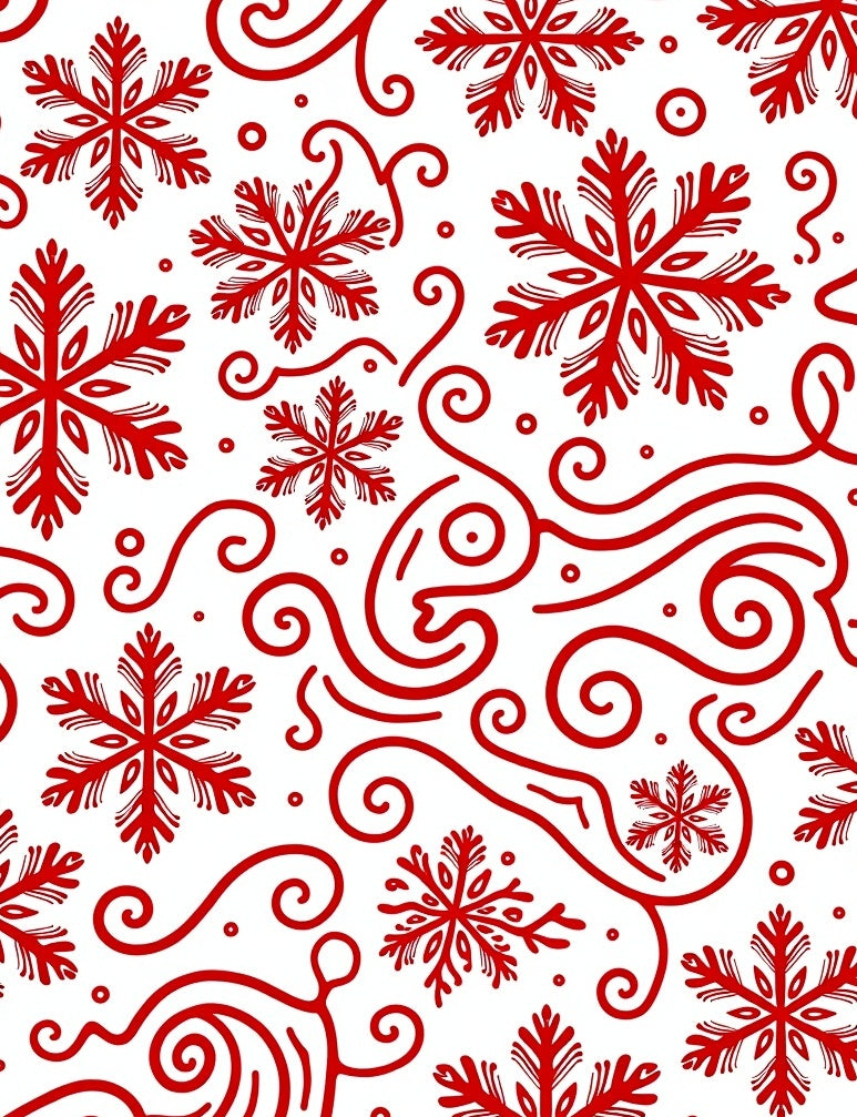 Red Snowflake Swirl Collection Rug
