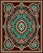 Brown Teal Intricate Mandala Rug