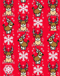 Red Winter Deer Snowflake Repeat Rug