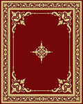 Regal Burgundy Gold Floral Scroll Rug
