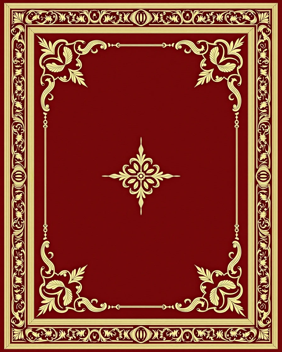 Regal Burgundy Gold Floral Scroll Rug