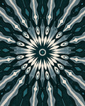 Deep Teal Petal Radiance Mandala Rug