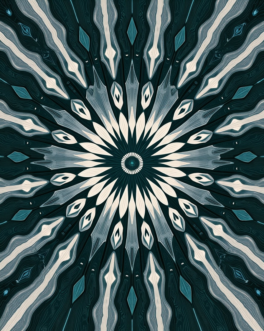 Deep Teal Petal Radiance Mandala Rug