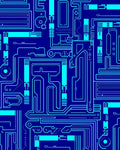 Electric Blue Circuit Board Lines Rug