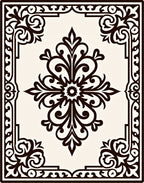 Dark Brown Ivory Ornate Floral Medallion Rug