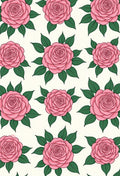 Pink Roses With Green Leaves Rug