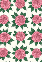 Pink Roses With Green Leaves Rug