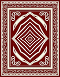 Deep Red Ivory Geometric Diamond Rug