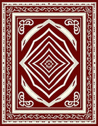 Deep Red Ivory Geometric Diamond Rug