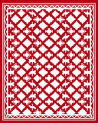 Crimson White Interlocking Diamond Lattice Rug