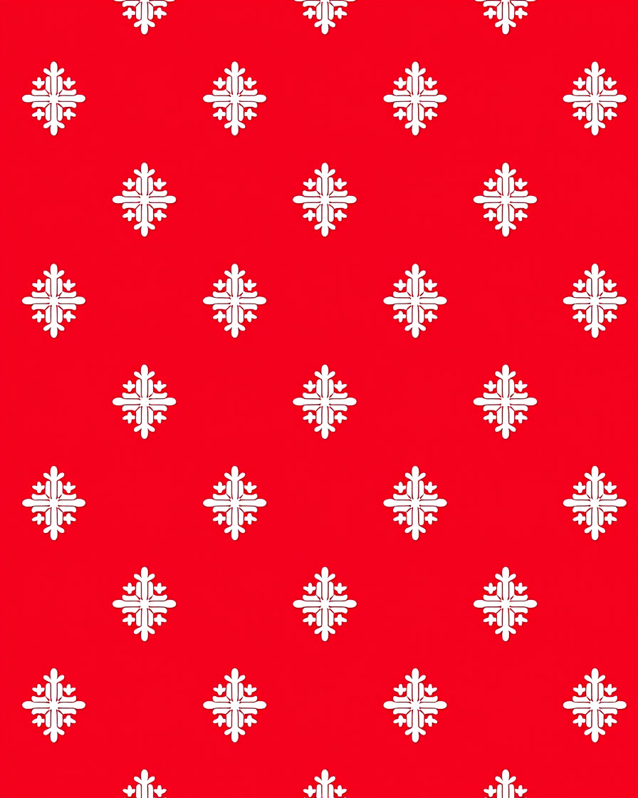 Bright Red White Snowflake Medallion Rug