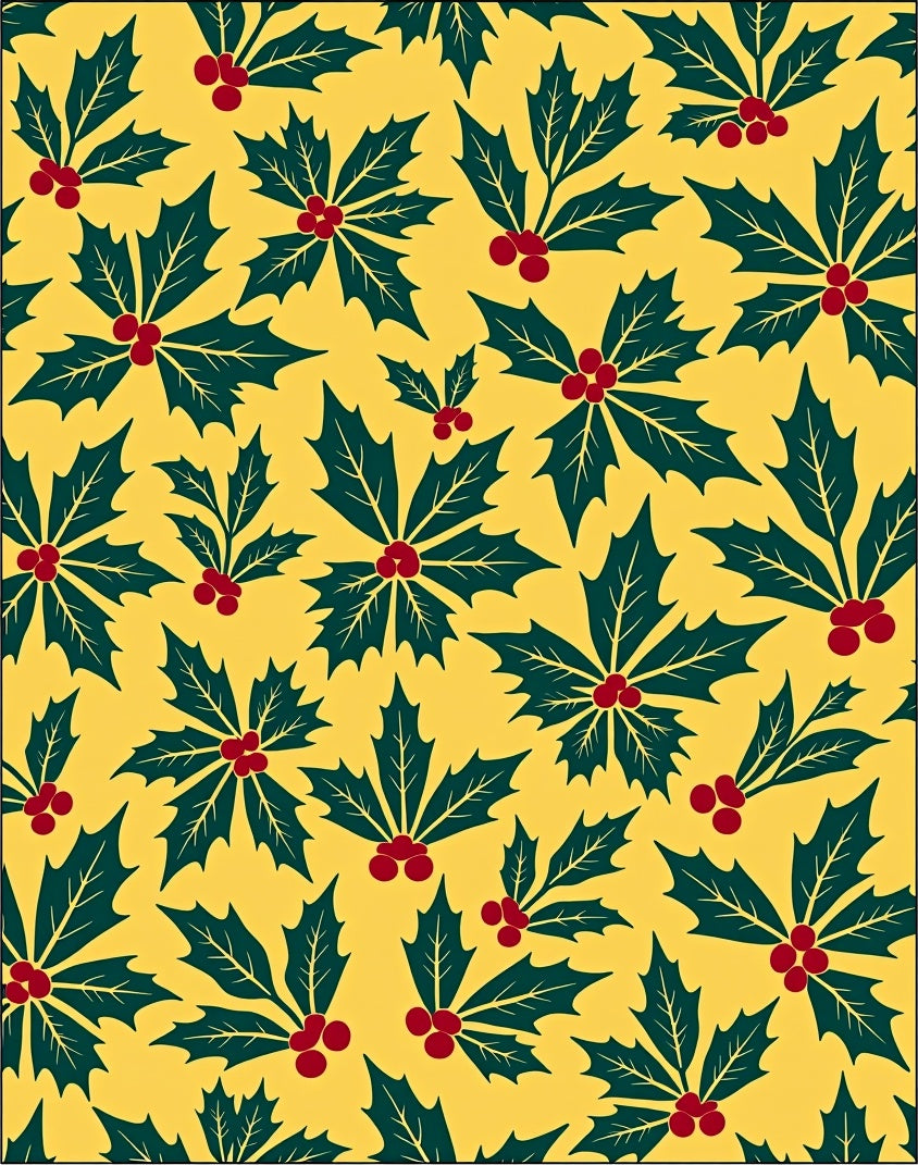 Festive Holly Berry Yellow Repeat Rug