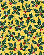 Festive Holly Berry Yellow Repeat Rug