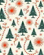 Forest Green Pine Tree Holiday Garland Rug