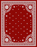 Deep Red Starburst Floral Border Rug