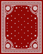 Deep Red Starburst Floral Border Rug