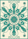 Teal Floral Medallion Cream Rug
